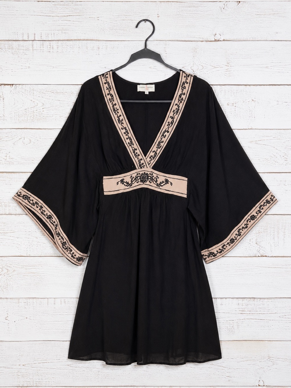 Flying Tomato Boho Embroidered Kimono Sleeve Dress
